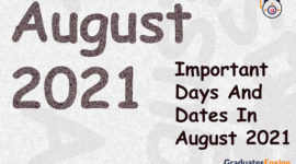 Important Days And Dates In August 2021