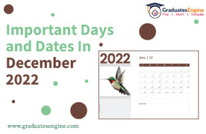 important days and and dates in December 2022